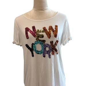 Soho Multicolor Sequin 'New York' Tee